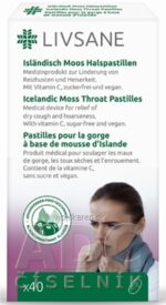LIVSANE Pastilky s islandským lišajníkom príchuť čierne ríbezle a mäta, s vitamínom C 40 ks