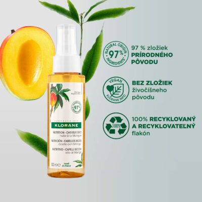 KLORANE Mangový olej na suché vlasy 100 ml – Obrázok 2