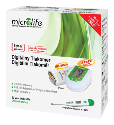 MICROLIFE BP 3AG1 Tlakomer na rameno + teplomer MT 3001, zelený – Obrázok 4