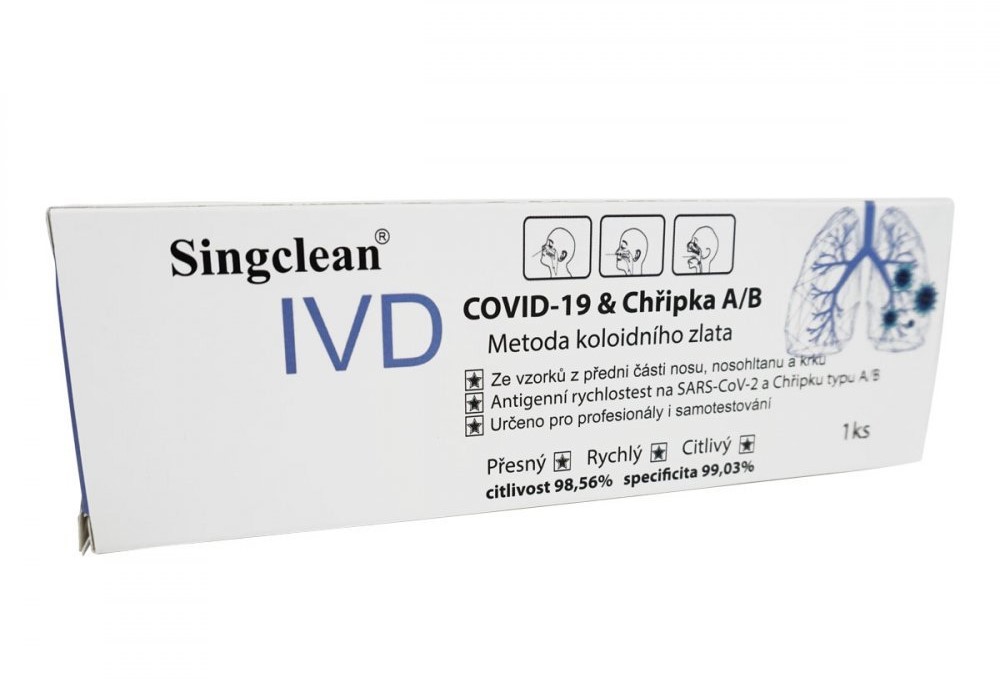 IVD chrípka 2 IVD Singclean 2v1 Test na Covid-19 a chrípku typu A/B, výter z konca nosa – Obrázok 1