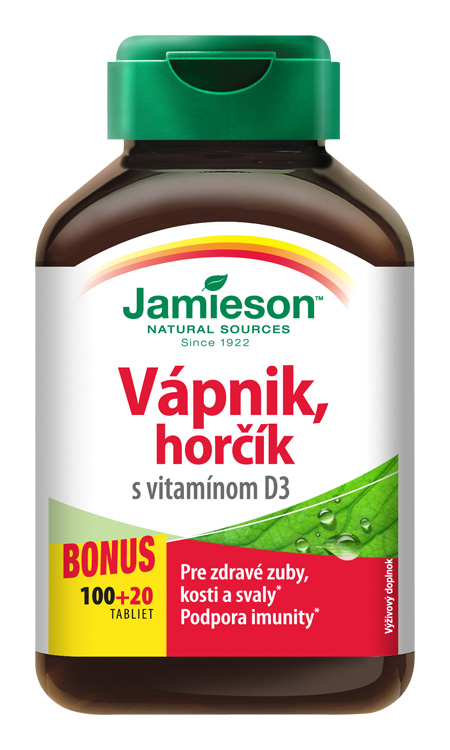 JAMIESON VÁPNIK, HORČÍK S VITAMÍNOM D3 120 tabliet – Obrázok 1