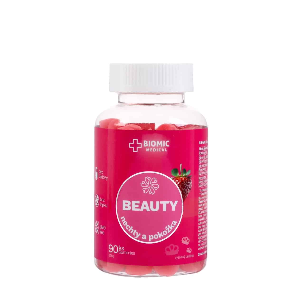 BIOMIC BEAUTY gummies, jahodová príchuť 90 ks – Obrázok 1