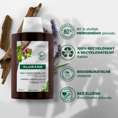 KLORANE Šampón s chinínom a BIO plesnivcom alpským 200ml – Obrázok 2