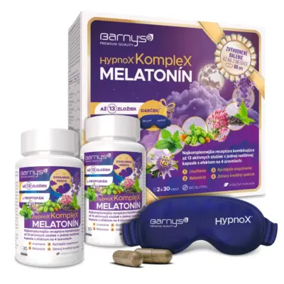 Barny′s® HypnoX KompleX MELATONÍN darčekové balenie 2x30 kapsúl – Obrázok 2