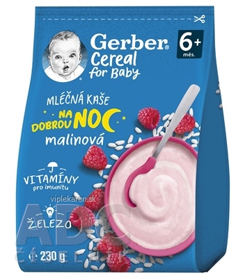 61n0ze0_400x400 Gerber Cereal Mliečna KAŠA Dobrú noc Malinová (od ukonč. 6. mesiaca) 1x230 g – Obrázok 1