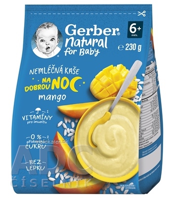 fk9hkk0_400x400 Gerber Natural Nemliečna KAŠA Dobrú noc Mango (od ukonč. 6. mesiaca) 1x230 g – Obrázok 1