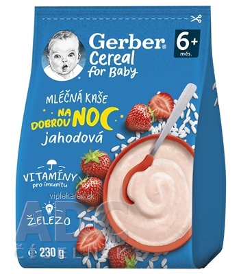 oich370_400x400 Gerber Cereal Mliečna KAŠA Dobrú noc Jahodová (od ukonč. 6. mesiaca) 1x230 g – Obrázok 1
