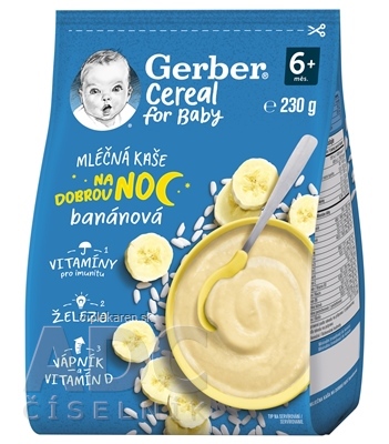 rkyzv70_400x400 Gerber Cereal Mliečna KAŠA Dobrú noc Banánová (od ukonč. 6. mesiaca) 1x230 g – Obrázok 1