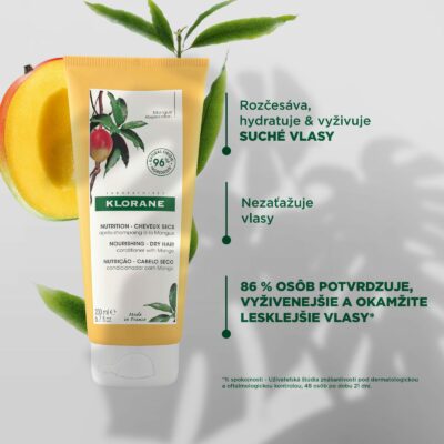 KLORANE Balzam na vlasy s mangom, na suché vlasy 200 ml – Obrázok 2