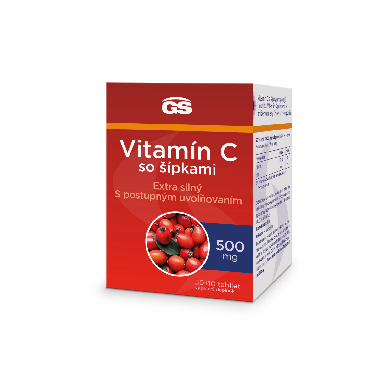 GS Vitamín C 500 mg so šípkami 60 tabliet – Obrázok 1