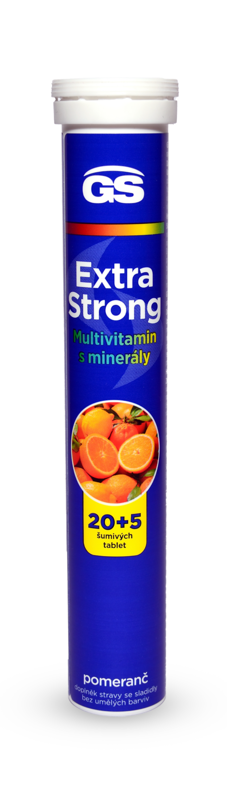 GS Extra Strong Multivitamin s minerálmi 25 šumivých tabliet, príchuť pomaranč – Obrázok 1