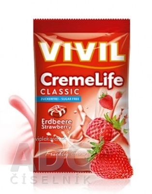 1yo5h20_400x400 VIVIL BONBONS CREME LIFE CLASSIC drops s jahodovo-smotanovou príchuťou, bez cukru 1x110 g – Obrázok 1