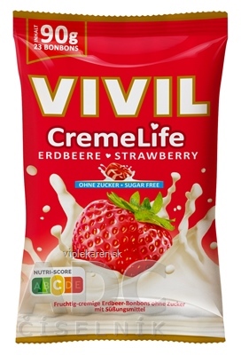 0tg6of0_400x400 VIVIL BONBONS CremeLife STRAWBERRY drops so smotanovo jahodovou príchuťou, bez cukru 1x90 g – Obrázok 1