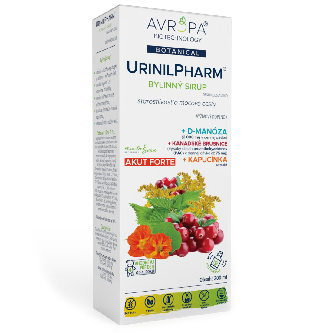 10916 AVROPA UrinilPharm bylinný sirup 200 ml – Obrázok 1