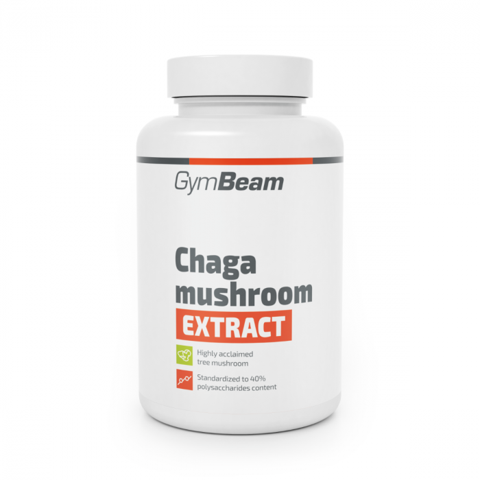 chaga_mushroom_extract_90_vegan_caps_gymbeam Extrakt z huby Čaga (ryšavec šikmý) - GymBeam – Obrázok 1