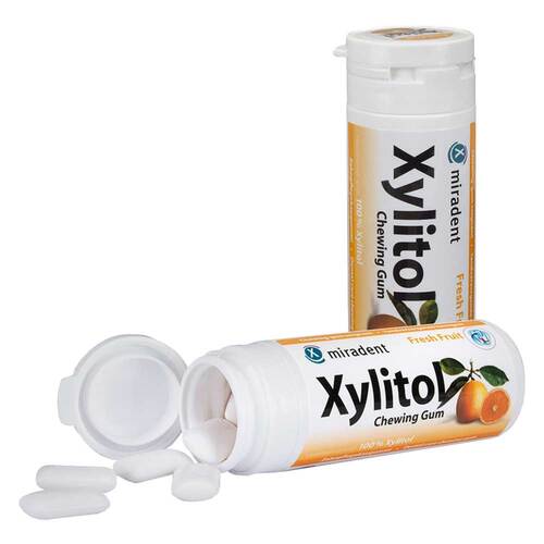 MIRADENT Xylitol žuvačky FRESH FRUIT 30 ks – Obrázok 1