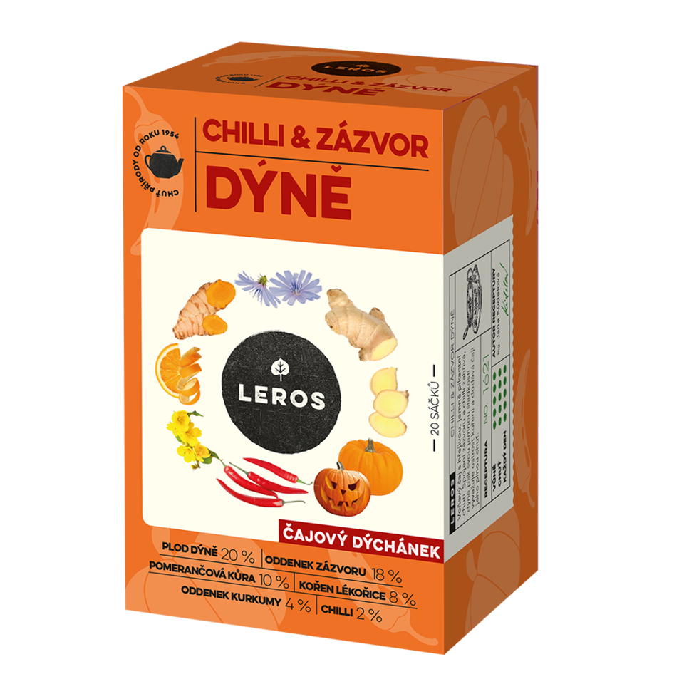 8585_f3d4aaa7f983513b3d4bf779c0905ad4_medium LEROS ČAJOVÁ CHVÍĽKA CHILLI & ZÁZVOR TEKVICA bylinný čaj aromatizovaný, nálevové vrecká 20x2 g – Obrázok 1